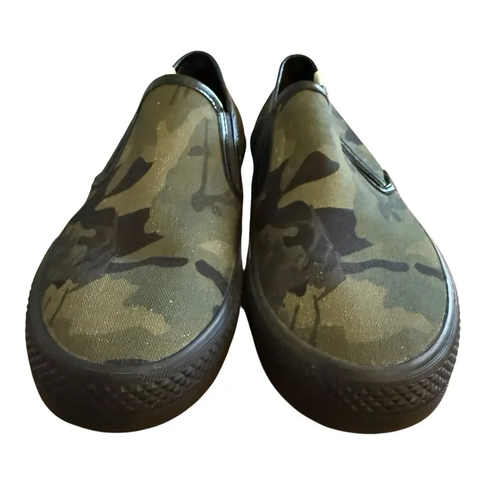 Coach Canvas Slip On Skate Sneaker Mens Size 7 D Army Green Black Camo CA011